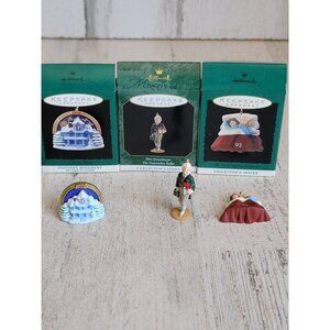Hallmark Victorian man couple house miniature ornament Xmas set‎